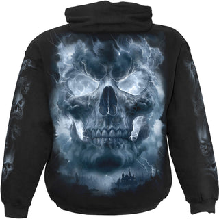 Spiral Pullover Hoodie: Grave Skies (Black) (Back & Sleeve Print)