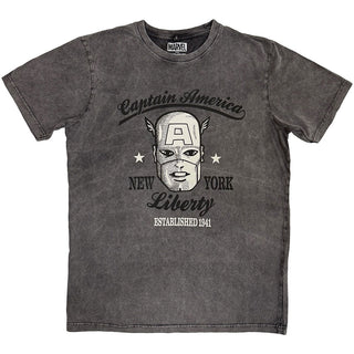 Marvel Comics Stone Wash T-Shirt: Captain America Est. 1941 (Charcoal Grey)