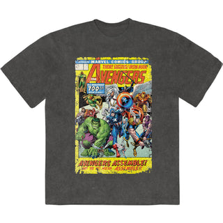 Marvel Comics Stone Wash T-Shirt: Avengers Assemble 700 (Charcoal Grey)
