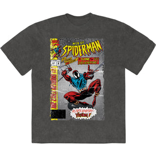 Marvel Comics Stone Wash T-Shirt: Web Of Spider-Man (Charcoal Grey)