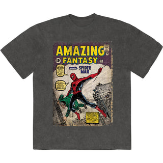 Marvel Comics Stone Wash T-Shirt: Spider-Man Amazing Fantasy (Charcoal Grey)