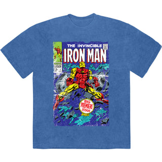 Marvel Comics Stone Wash T-Shirt: The Invincible Iron Man (Denim Blue)