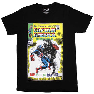 Marvel Comics Unisex T-Shirt: Cap vs The Panther Comic Cover