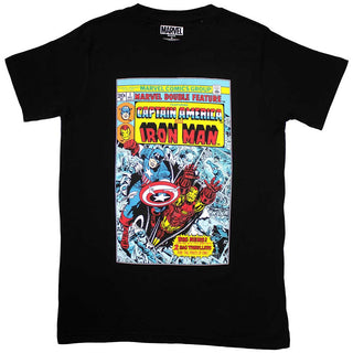 Marvel Comics Unisex T-Shirt: Captain America & Iron Man Comic Cover