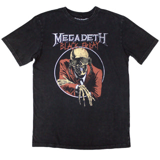 Megadeth Unisex Stone Wash T-Shirt: Black Friday (Charcoal Grey) (Back Print)