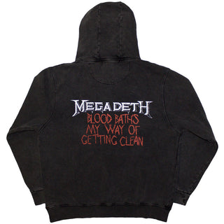 Megadeth Unisex Stone Wash Pullover Hoodie: Black Friday (Charcoal Grey) (Back Print & Wash Collection)