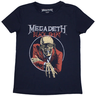 Megadeth Ladies T-Shirt: Black Friday (Navy Blue) (Back Print)