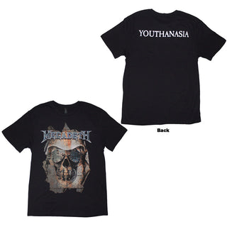 Megadeth T-Shirt: Youthanasia Ripped Thru (Black) (Back Print)