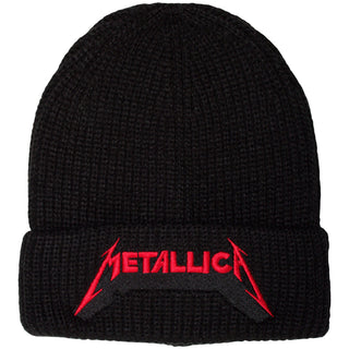 Metallica Beanie Hat: Red Logo Shadow (Black)