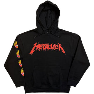Metallica Unisex Pullover Hoodie: Flower Skull (Black) (Back Print)