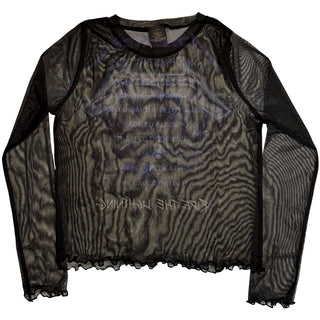 Metallica Ladies Long Sleeve Mesh Crop Top: Ride The Lightning (Black) (Back Print)