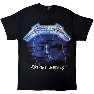 Metallica Unisex T-Shirt: Ride The Lightning Tracks (Black) (Back Print)