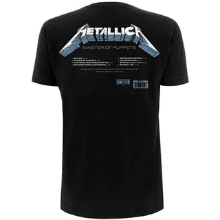 Metallica Unisex T-Shirt: Master of Puppets Tracks (Black) (Back Print)