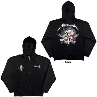 Metallica Zipped Hoodie: Scary Guy (Black) (Back Print)