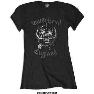 Motorhead Ladies Embellished T-Shirt: England (Diamante)