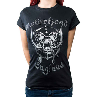Motorhead Ladies Embellished T-Shirt: England (Diamante)
