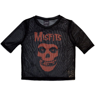 Misfits Ladies Crop Top: Orange Logo & Skull (Mesh)