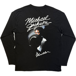 Michael Jackson Unisex Long Sleeve T-Shirt: Thriller / Hat Poses (Black) (Back Print)
