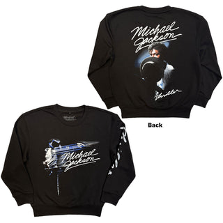 Michael Jackson Sweatshirt-Shirt: Thriller / Hat Poses (Black) (Back Print)