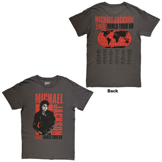 Michael Jackson T-Shirt: Bad World Tour '88 (Charcoal Grey) (Back Print)