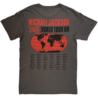 Michael Jackson T-Shirt: Bad World Tour '88 (Charcoal Grey) (Back Print)