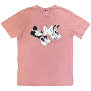 Disney Stone Wash T-Shirt: Mickey & Pluto Relax (Kashmir Red)