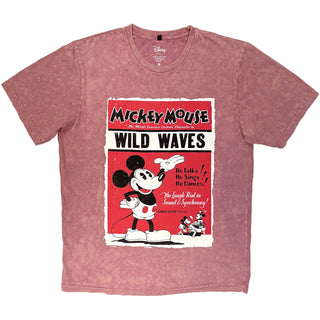 Disney Stone Wash T-Shirt: Mickey Wild Waves (Kashmir Red)