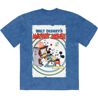 Disney Stone Wash T-Shirt: Mickey & Minnie Piano (Denim Blue)