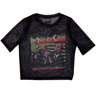 Motley Crue Ladies Crop Top: Generation Swine (Mesh)