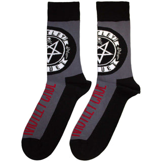 Motley Crue Unisex Ankle Socks: Pentagram Circle (Charcoal Grey) (UK Size 7 - 11)