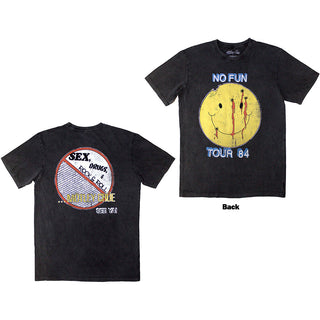 Motley Crue Unisex Stone Wash T-Shirt: No Fun Tour '84 (Back Print)