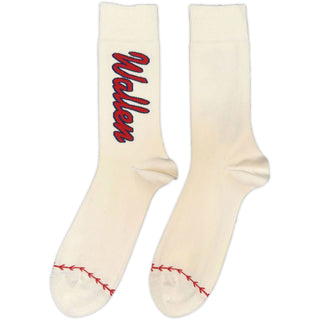 Morgan Wallen Ankle Socks: Red Logo Baseball (Natural)