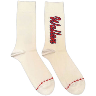 Morgan Wallen Ankle Socks: Red Logo Baseball (Natural)