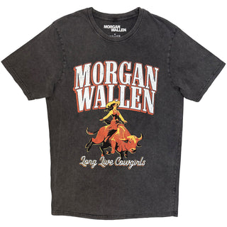 Morgan Wallen Stone Wash T-Shirt: Long Live Cowgirls (Charcoal Grey)