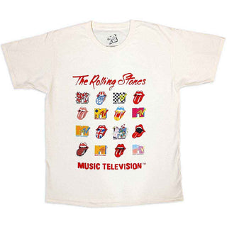 MTV Unisex T-Shirt: Rolling Stones Logo Mashup (Back Print)