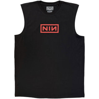 Nine Inch Nails Vest T-Shirt: Red Logos (Black) (Back Print)