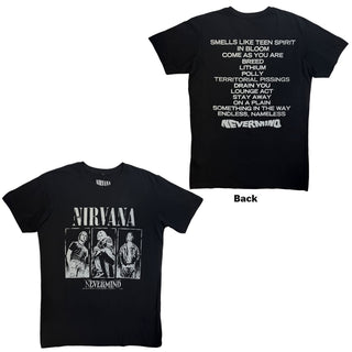 Nirvana Carbon T-Shirt: Nevermind Tracklist (Black) (Back Print)