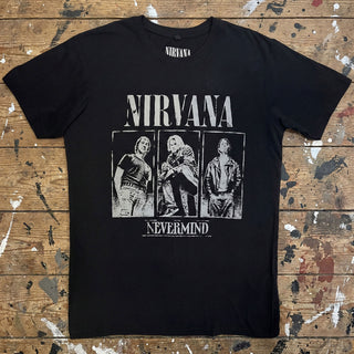 Nirvana Carbon T-Shirt: Nevermind Tracklist (Black) (Back Print)