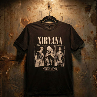 Nirvana Carbon T-Shirt: Nevermind Tracklist (Black) (Back Print)