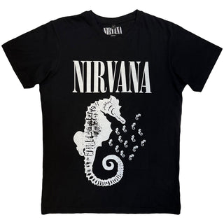 Nirvana Carbon T-Shirt: Seahorse & Logo Mono (Black)