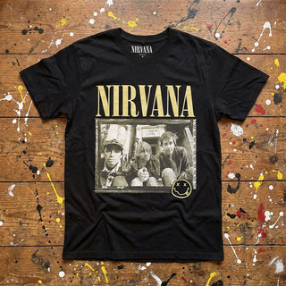 Nirvana Unisex Premium Carbon T-Shirt: Nevermind '91 Hotel Photo (Black) (Back Print)