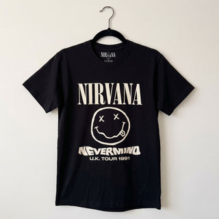 Nirvana Unisex Premium Carbon T-Shirt: Tour '91 (Black) (Back Print)