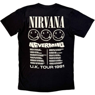Nirvana Unisex Premium Carbon T-Shirt: Tour '91 (Black) (Back Print)