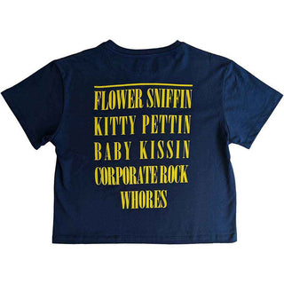 Nirvana Ladies Crop Top: Yellow Happy Face Flower Sniffin