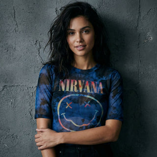 Nirvana Ladies Crop Top: Pastel Smiley