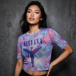 Nirvana Ladies Crop Top: Angelic Blue Mono (Mesh)