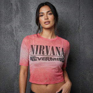Nirvana Ladies Crop Top: Nevermind Wavy Logo