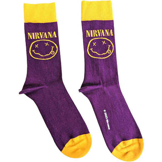 Nirvana Ankle Socks: Yellow Happy Face (Purple)