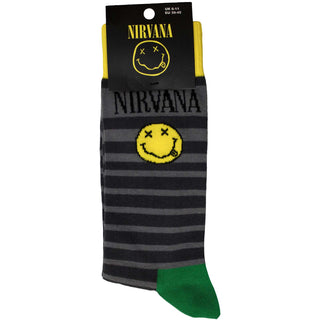 Nirvana Ankle Socks: Smiley & Logo Stripes (UK Size 6 - 11)