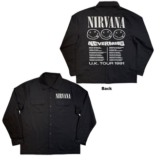 Nirvana Casual Shirt: Nevermind UK Tour '91 (Black) (Back Print)
